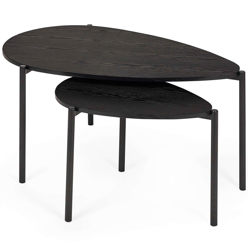 Julian Bowen Lorette Black Ash Effect Teardrop Nest of Tables Set of 2 Image 2