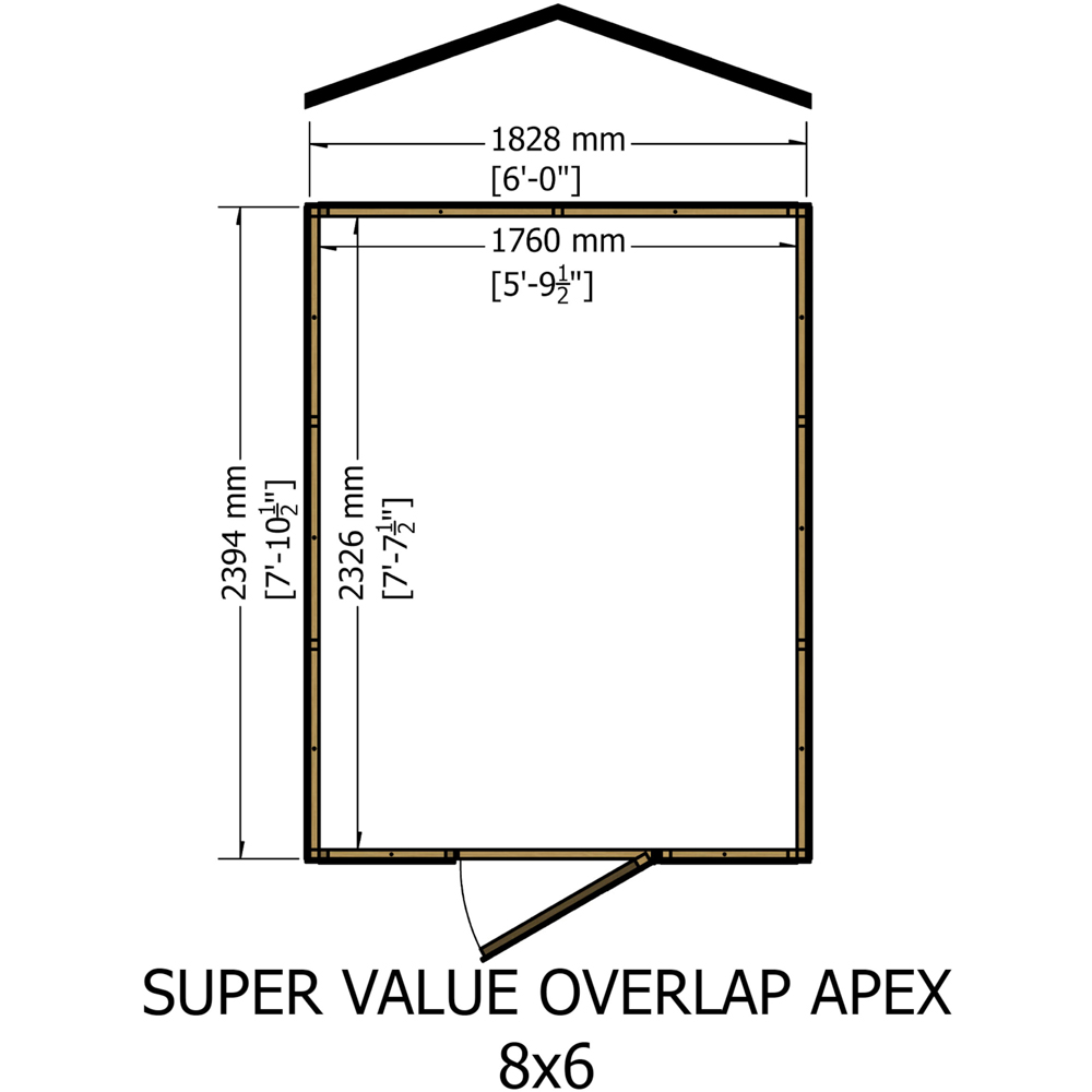 Shire Super Value 8 x 6ft Overlap Apex Garden Shed Image 7