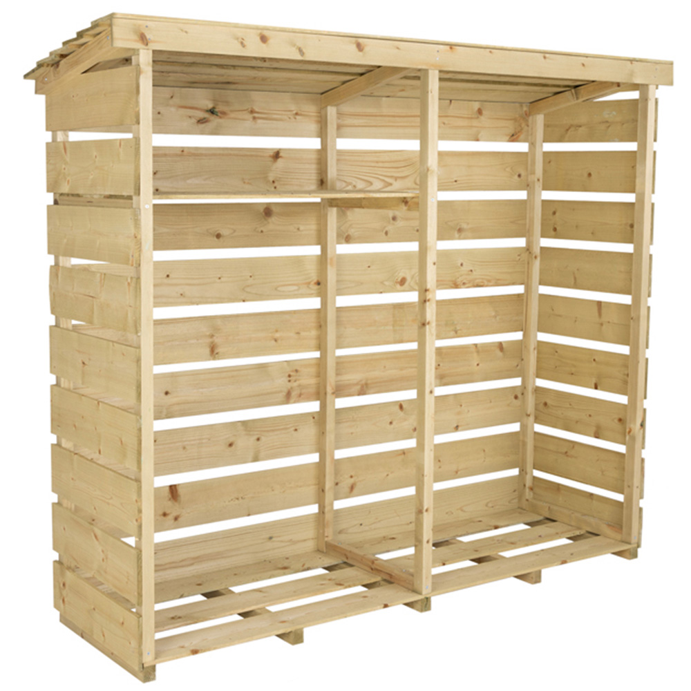 Charles Bentley 53.5 x 177 x 152cm Large Wooden Log Store Image 3