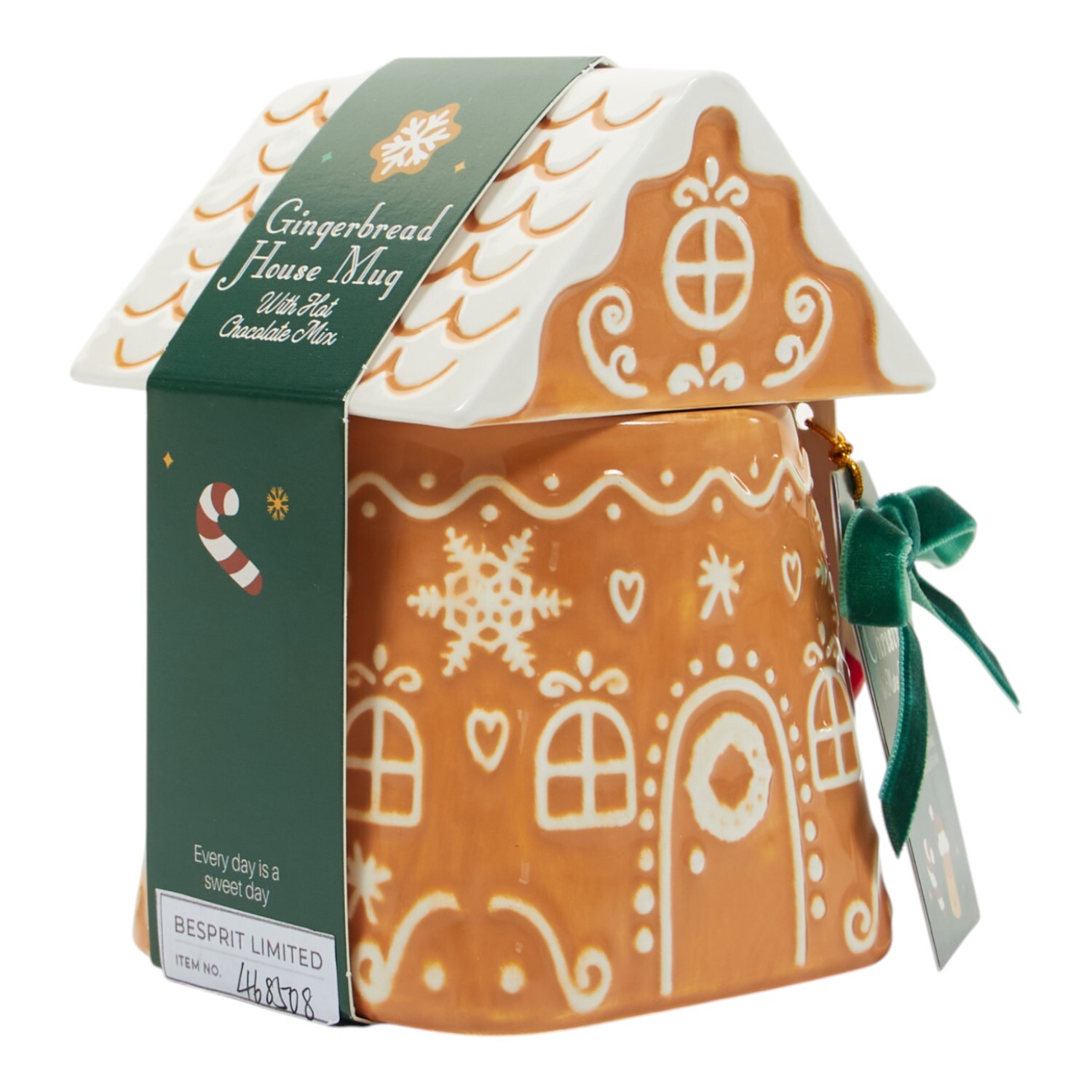 Christmas Gingerbread House Ceramic Mug with Hot Chocolate Mix Image 3