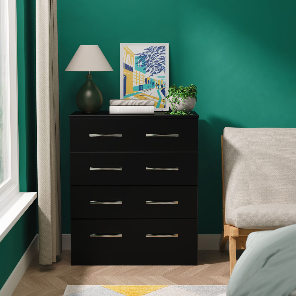 Crowndale Avon 4 Drawer Matt Black Chest of Drawers Ready Assembled Image 7