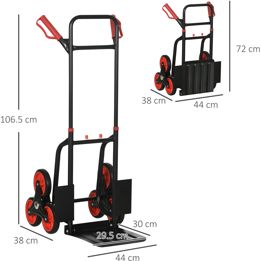 DURHAND Red Steel Foldable Trolley Hand Truck with 6 Wheels Image 9