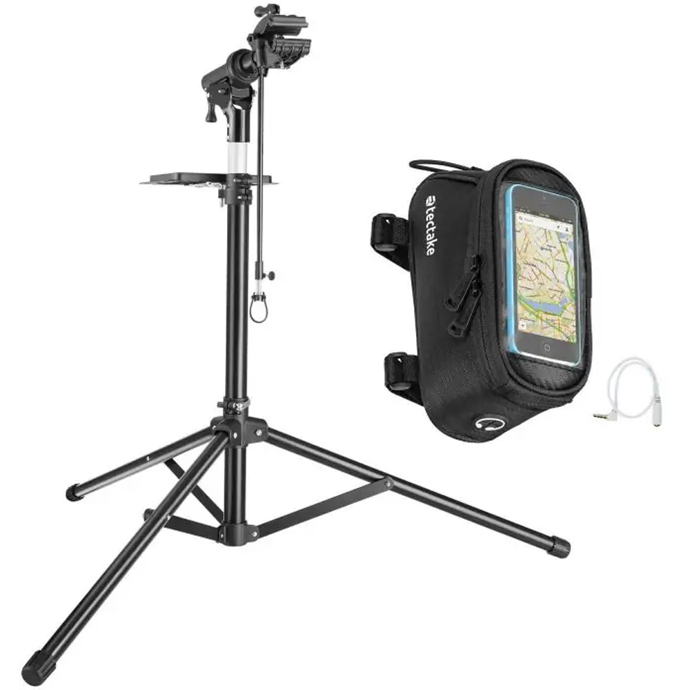 tectake Lightweight and Durable Bicycle Repair Stand and Frame Bag Set Type 1 Image 1