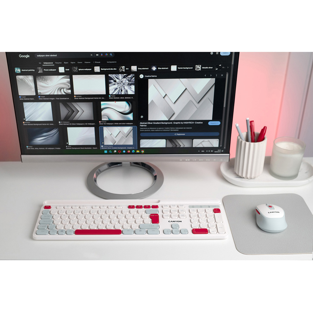 Canyon HSET-W5 White Wireless Keyboard and Mouse Set Image 3