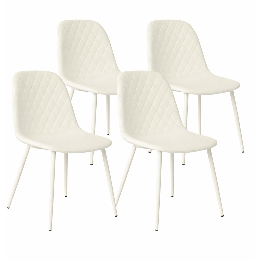 Kosy Koala Set of 4 Cream Faux Leather Gem Pattern Dining Chair Image 3