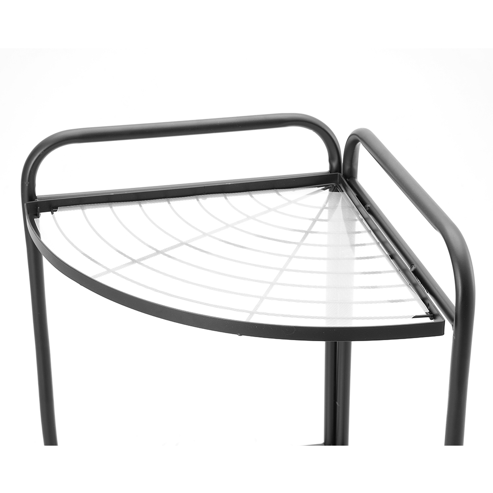 Living and Home 3-Tier Black Foldable Carbon Steel Corner Storage Rack Image 4