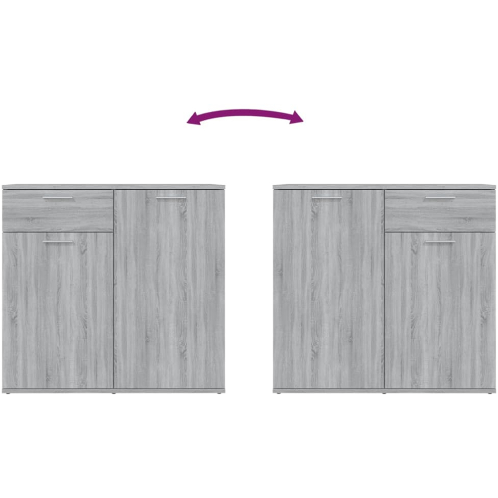 vidaXL 2 Door Single Drawer Grey Sonoma Wooden Sideboard Image 7