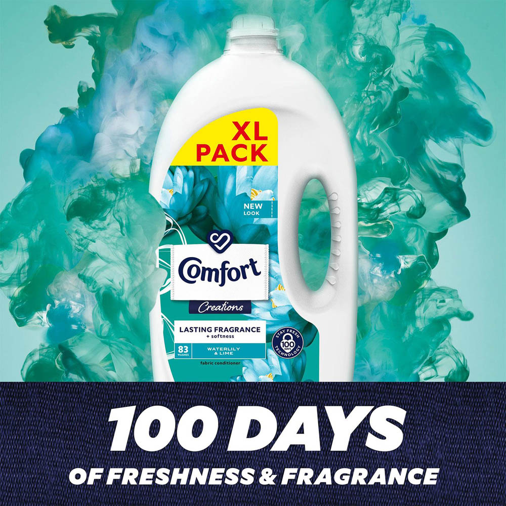 Comfort Creations Waterlily and Lime Lasting Fragrance Fabric Conditioner 83 Washes 2.49L 2 Pack Image 6