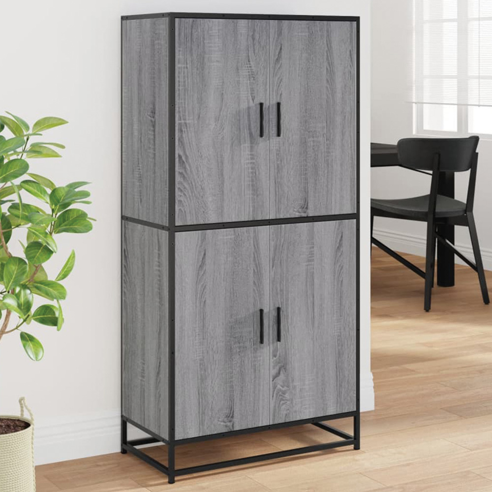vidaXL 4 Door Grey Sonoma Highboard Image 1