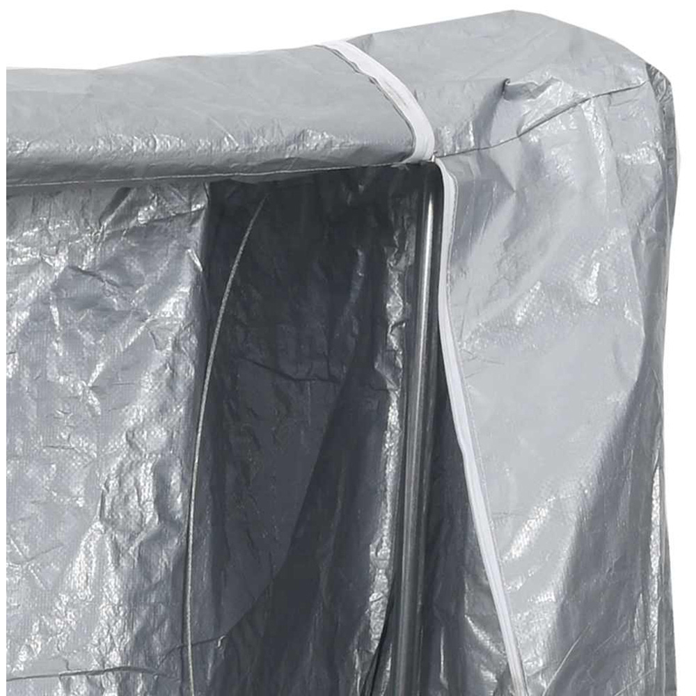 vidaXL Galvanised Steel Wire Silver Firewood Rack with Rain Cover 250 x 25 x 150cm Image 7