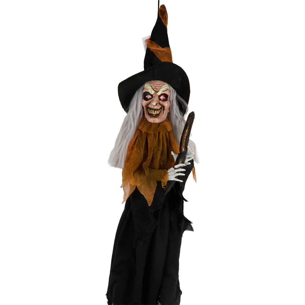 Animated Hanging Witch on Broom Decoration Image 4