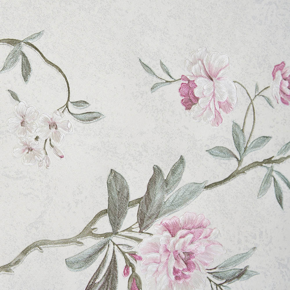Living and Home Floral Pattern Rectangle 3D Embossed Multicolour Non-Pasted Wallpaper Image 6