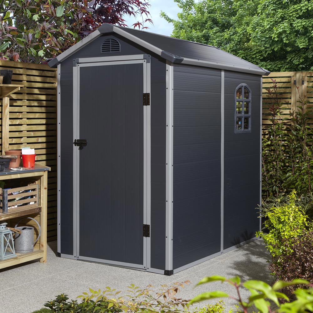 Rowlinson 4 x 6ft Dark Grey Airevale Plastic Garden Shed Image 5