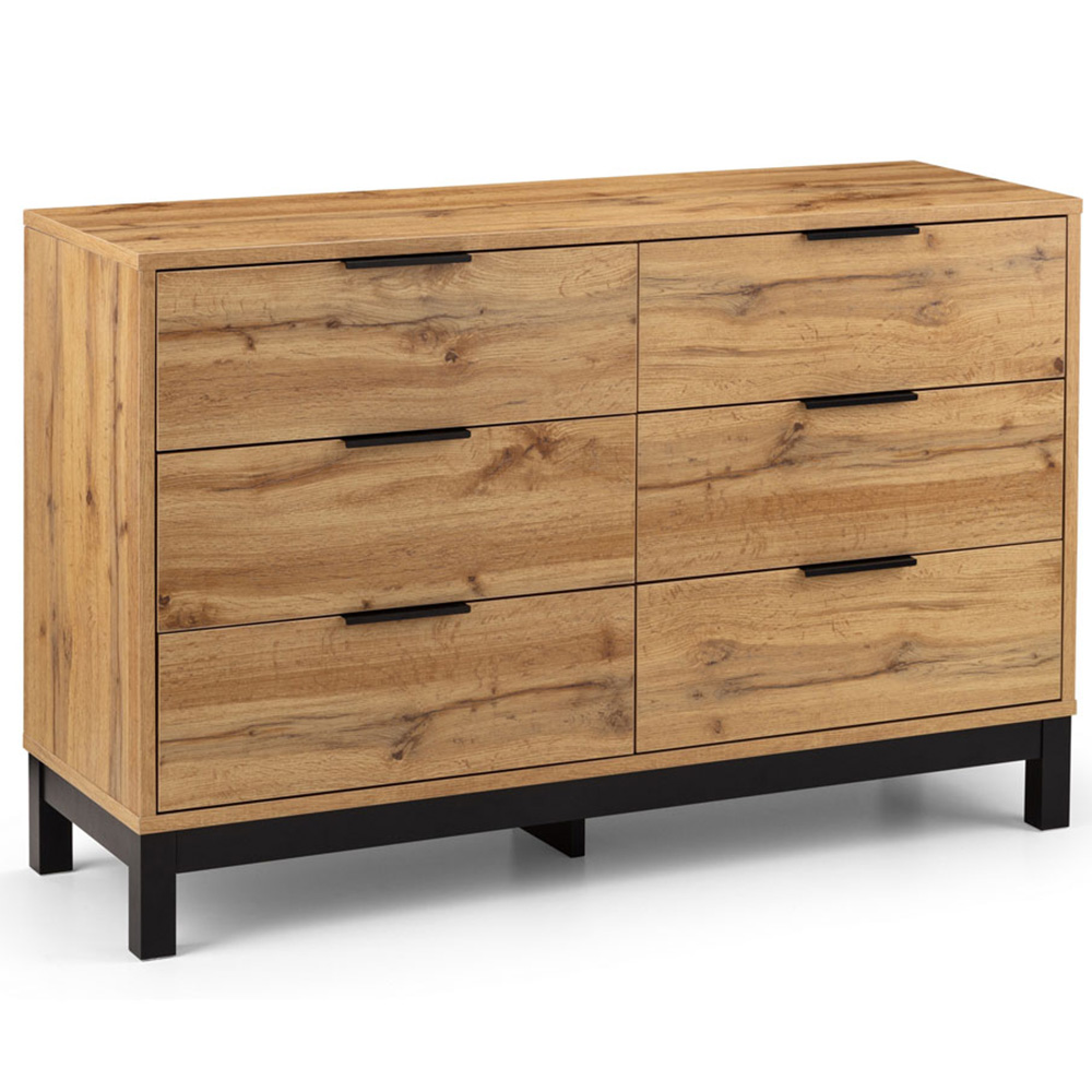 Julian Bowen Bali 6 Drawer Modern Oak Effect Wide Chest of Drawers Image 2