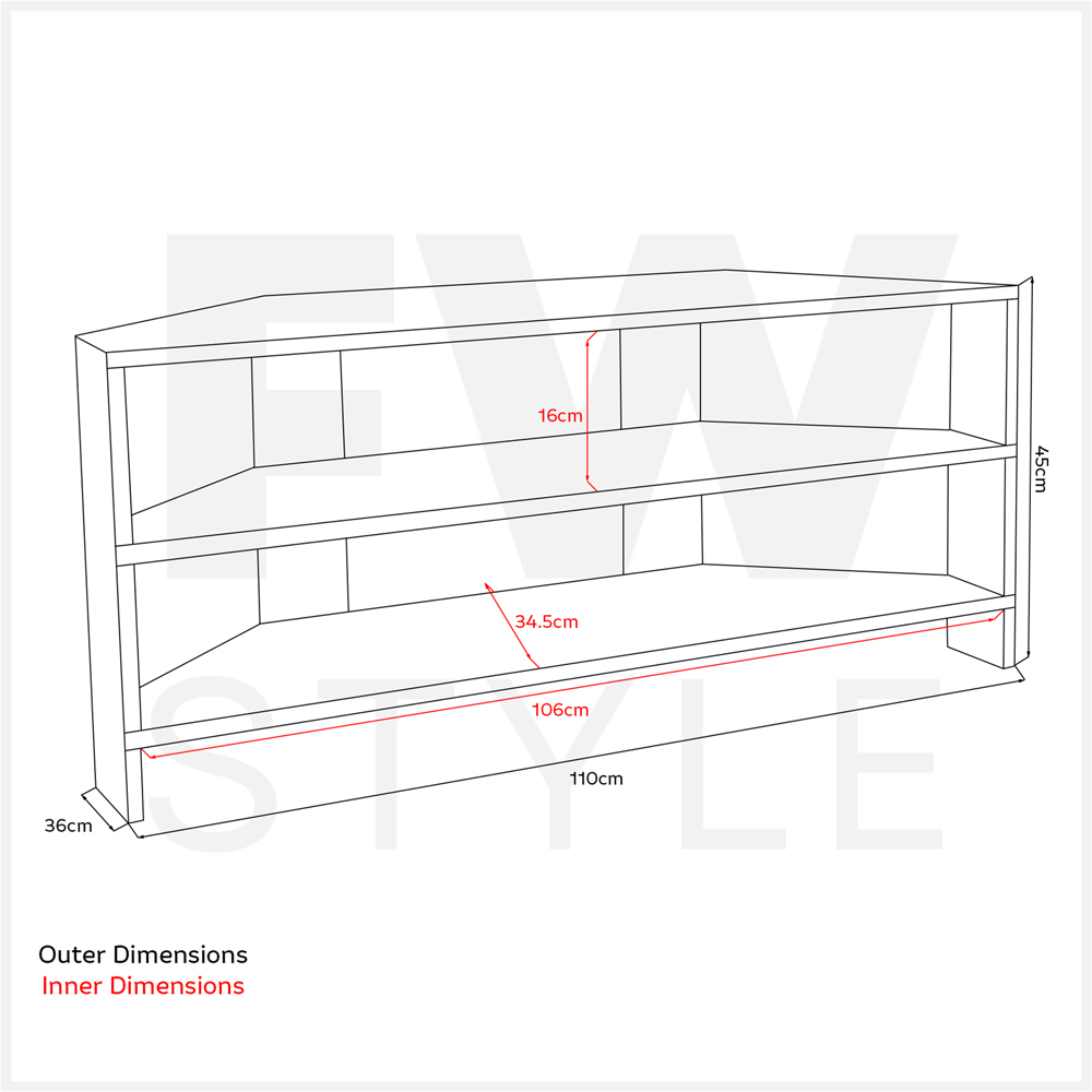 FWStyle Promo 2 Shelf Putty Corner TV Unit Image 7