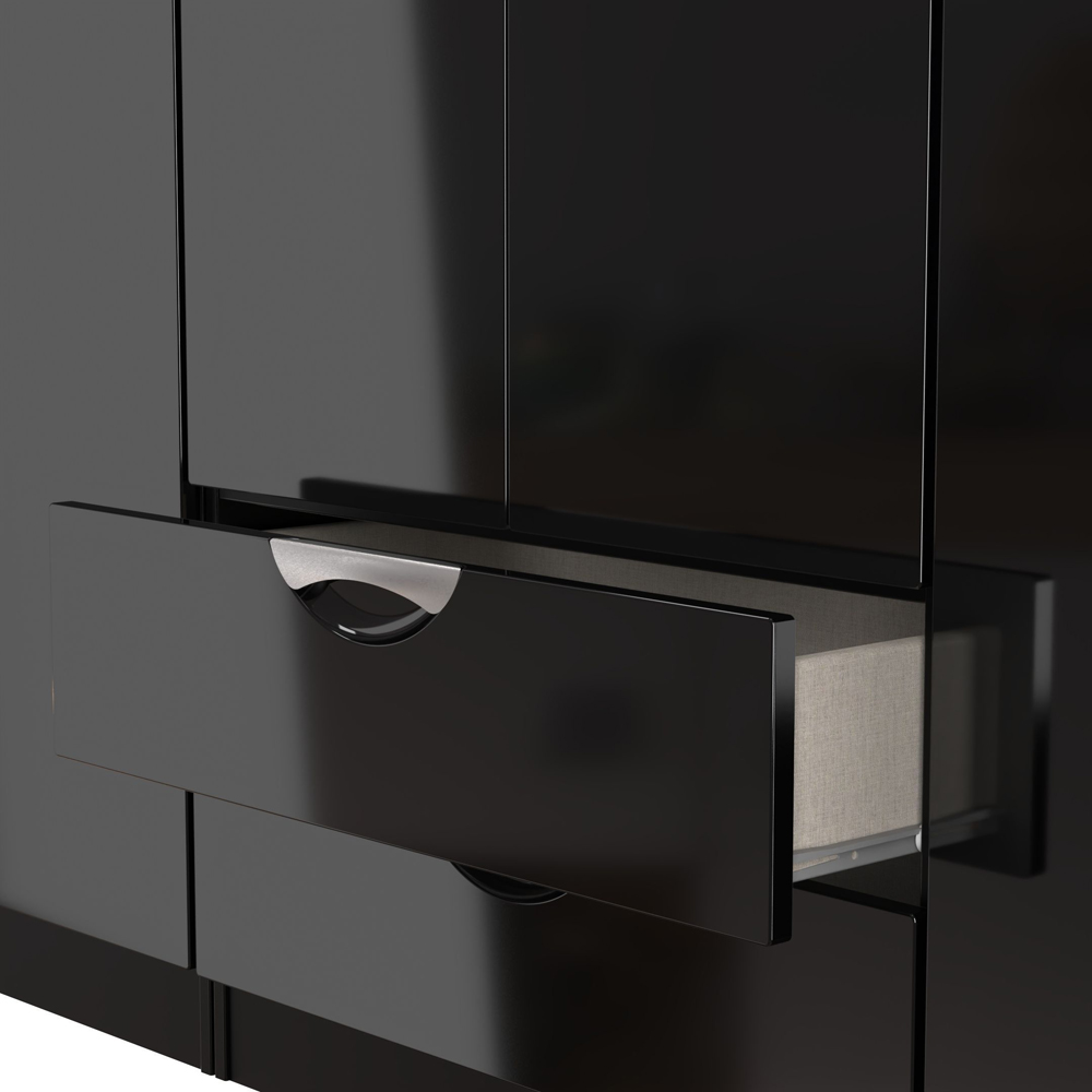 Crowndale Camden 6 Door 2 Drawer Black Gloss and Black Wardrobe Ready Assembled Image 8
