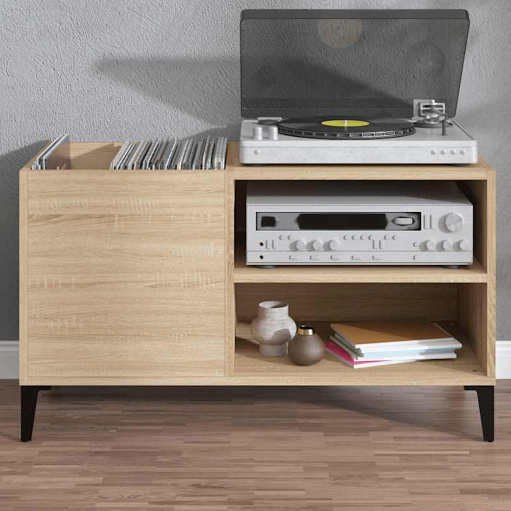vidaXL 2 Shelf Sonoma Oak Record Cabinet Image 1