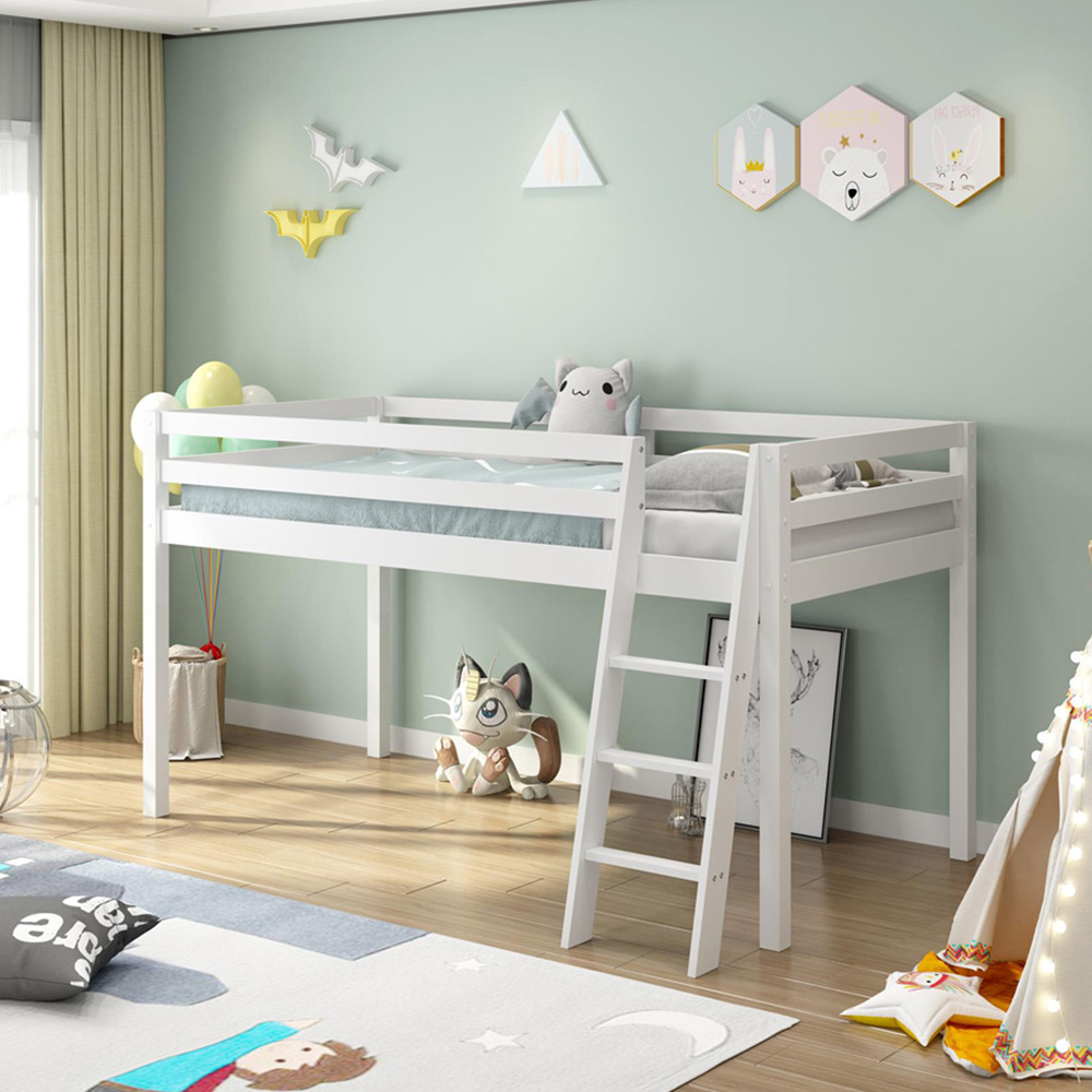 Portland White Wooden Mid Sleeper with Mattress Image 5