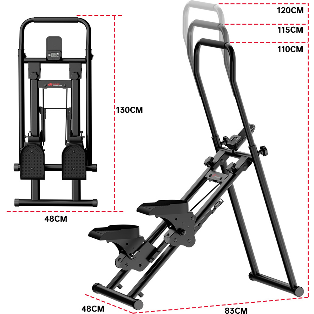 Rattrix Black Adjustable Stair Stepper Machine with LCD Monitor Image 9