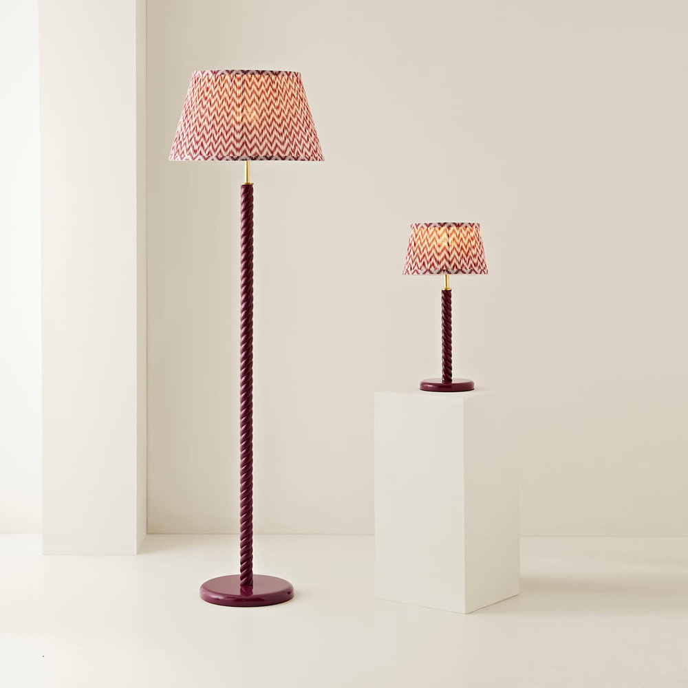 ValueLights Amara Pink Chevron Pleated Shade Pink Twist LED Table Lamp with Bulb Image 7