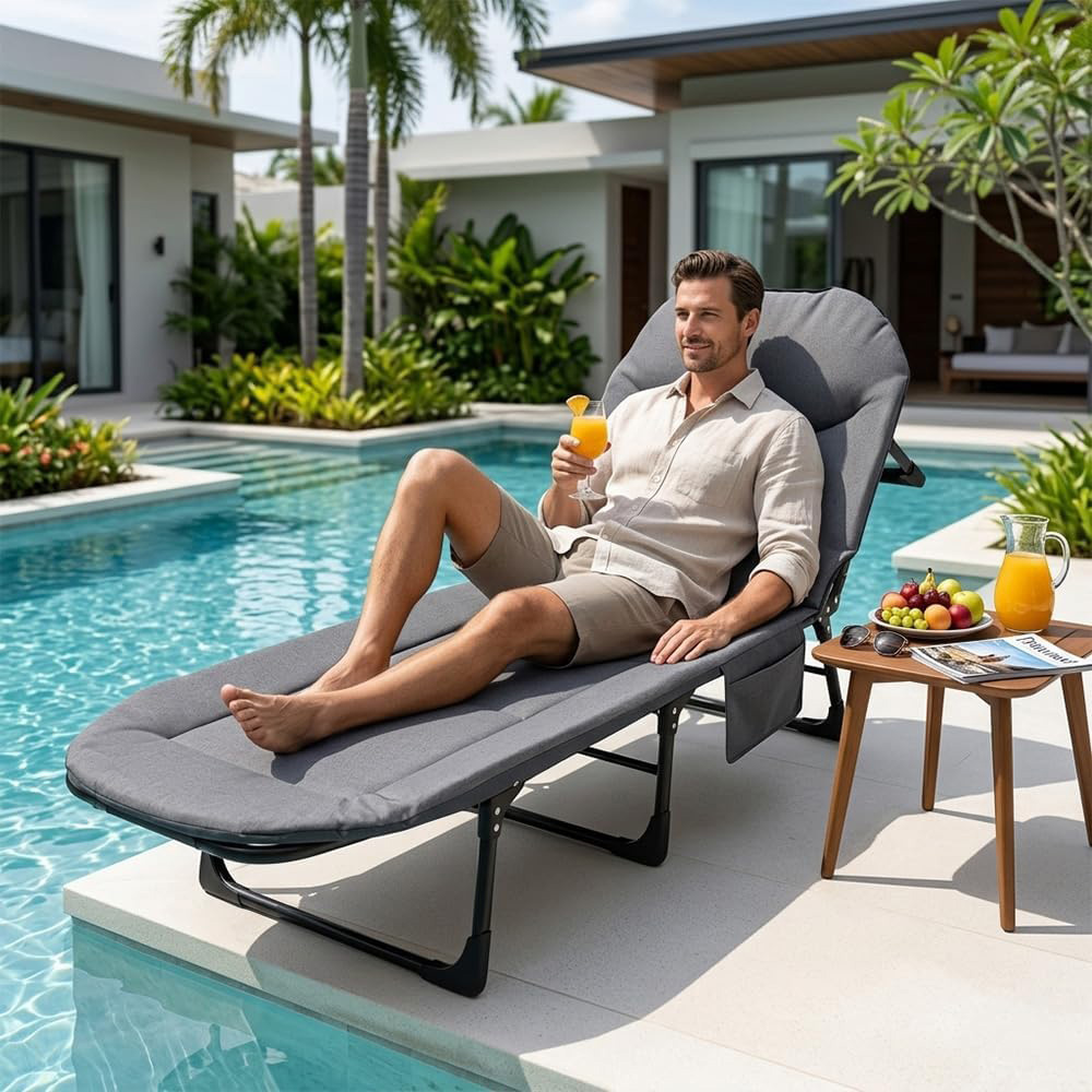Alivio Grey Adjustable Recliner Sun Lounger Chair Bed Image 3