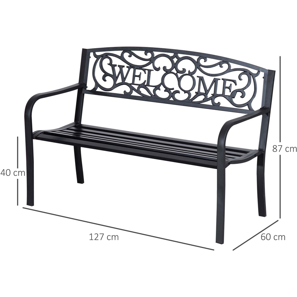 Outsunny 2 Seater Welcome Metal Bench Image 7