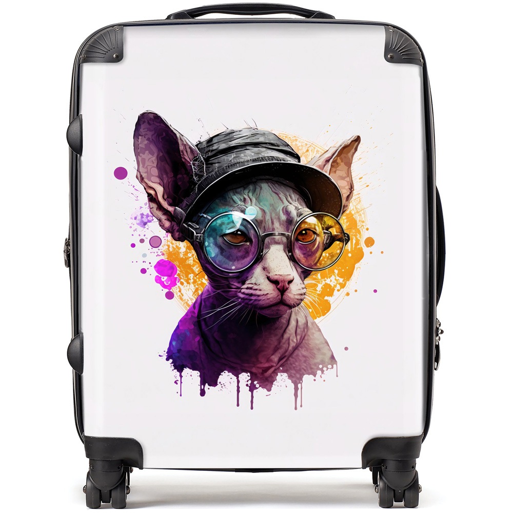 Warren Reed Designer Large Splashart Cornish Rex with Glasses Suitcase Image 1