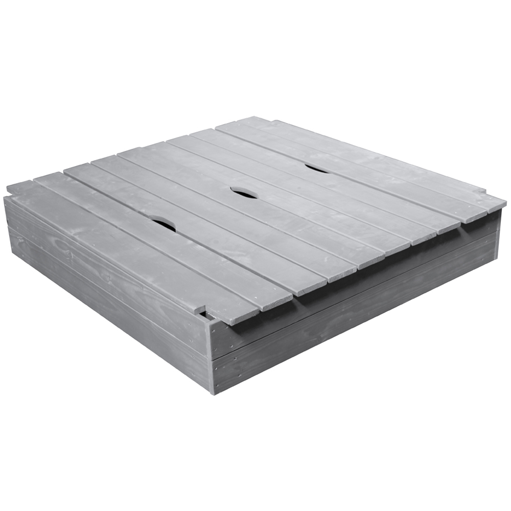 Soulet Kids Grey Wooden Sand Pit with 2 Foldable Benches and Ground Sheet Image 4