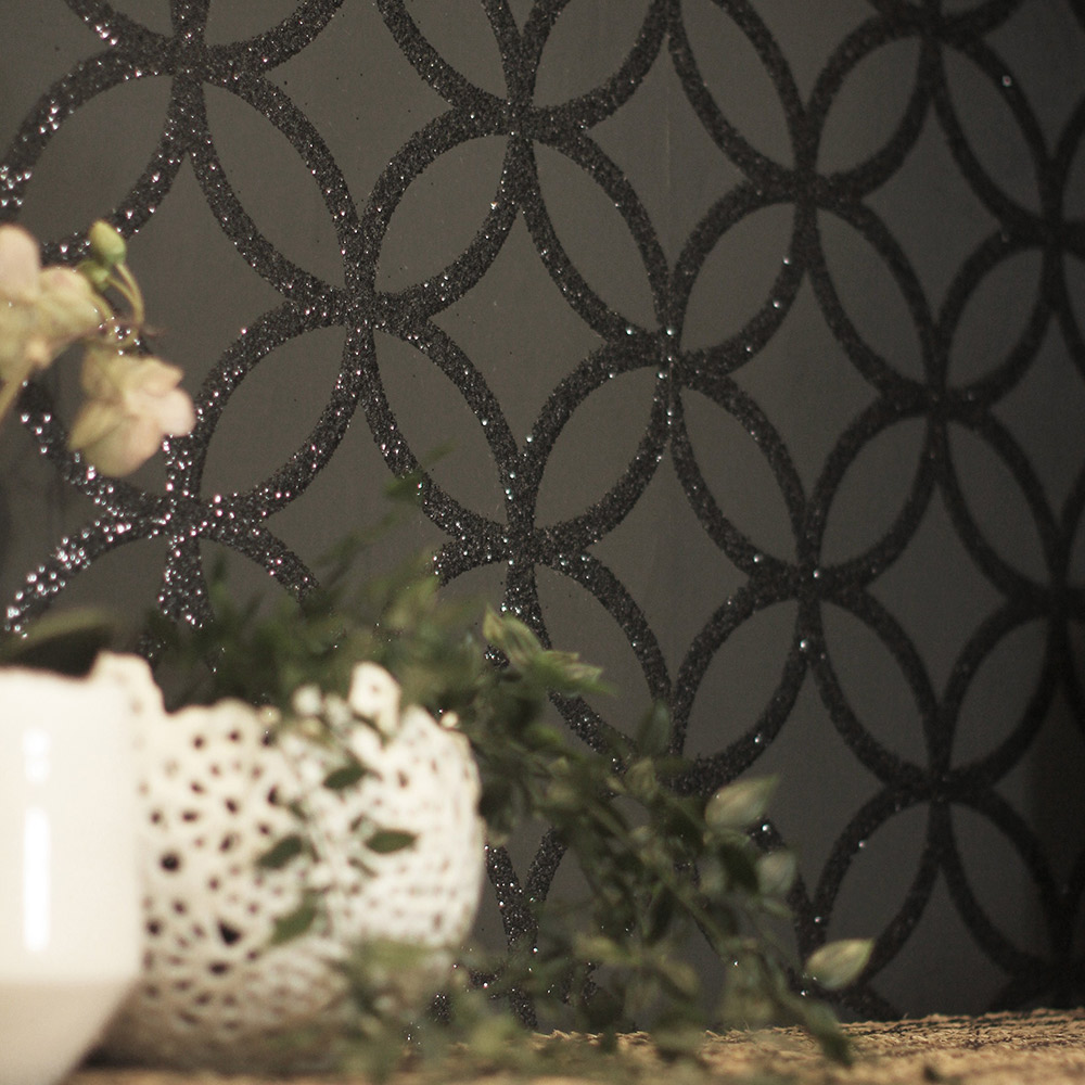 Arthouse Sequin Geometric Black Wallpaper Image 5