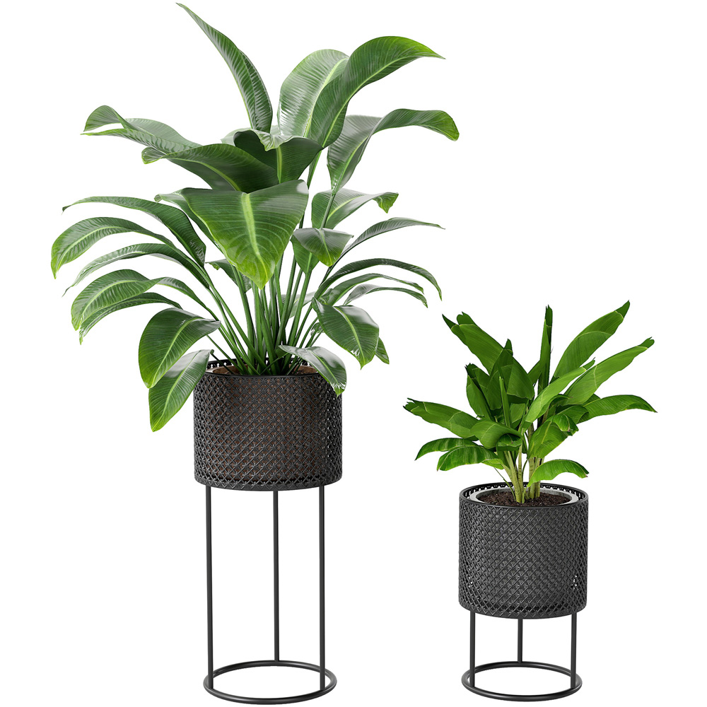 Outsunny Black Metal Plant Pot Set of 2 Image 1
