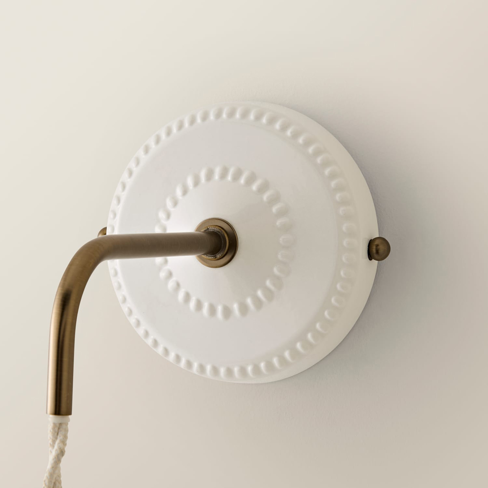 ValueLights Burford White Ribbed Ceramic Shade Adjustable LED Wall Light with Bulb Image 4
