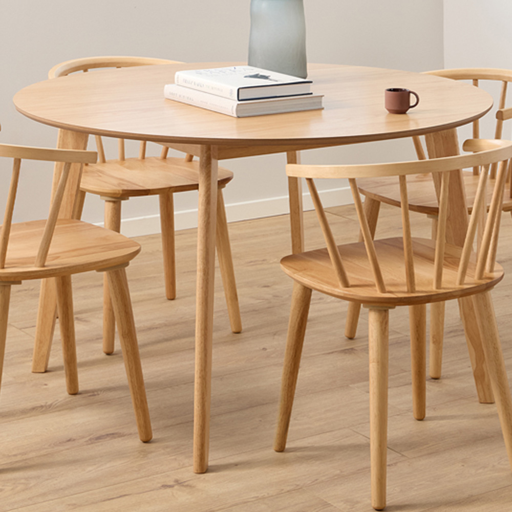 Florence Roxby 4 Seater Matt Oak Round Dining Table Image 1