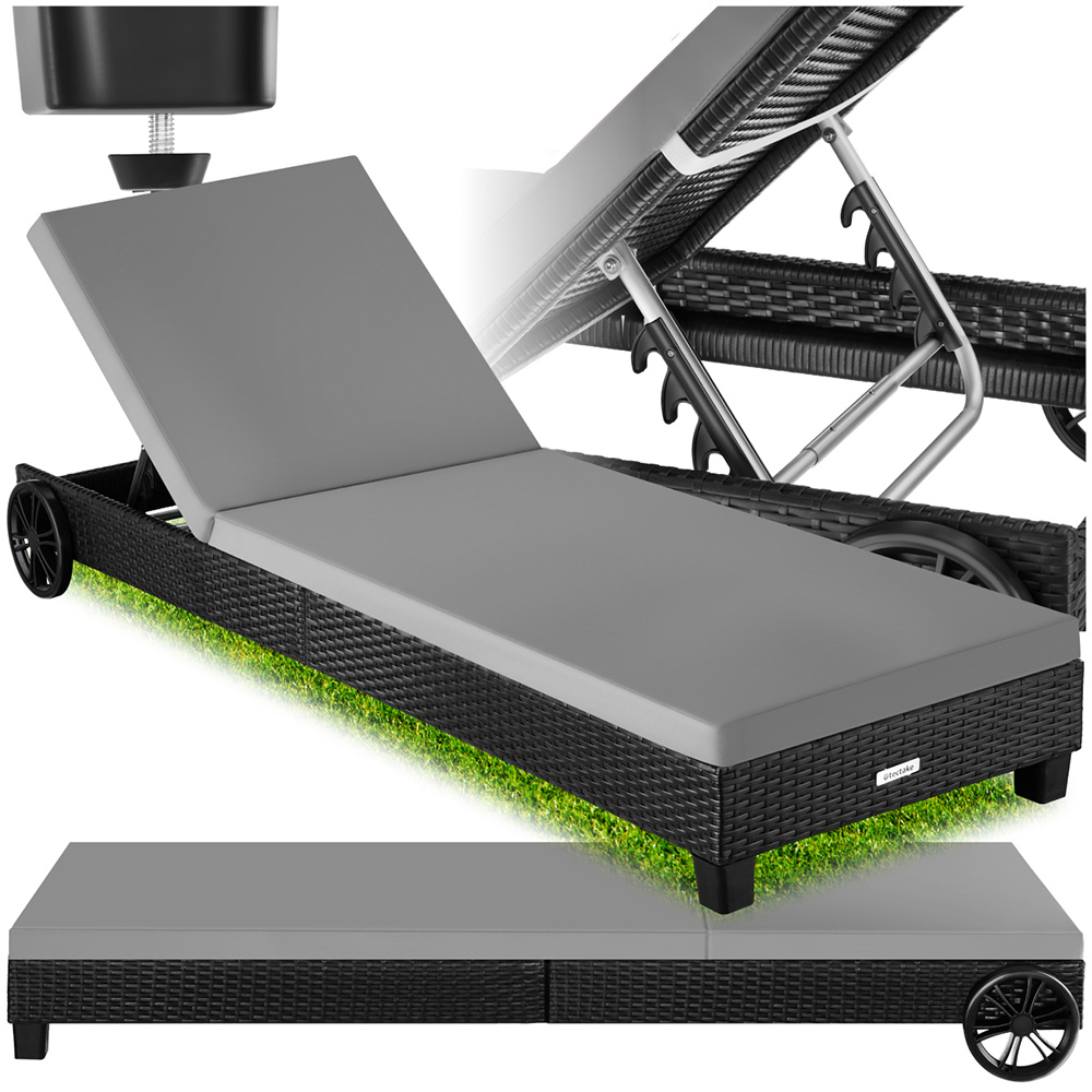 tectake Ancona Black 5 Level Adjustable Aluminium Frame Sun Lounger Image 2