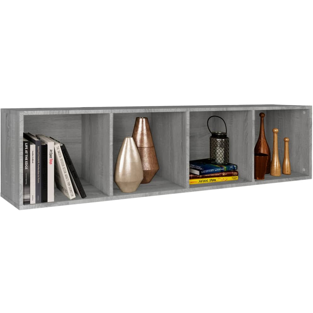 vidaXL 4 Shelf Grey Smoked Oak Bookcase Image 8