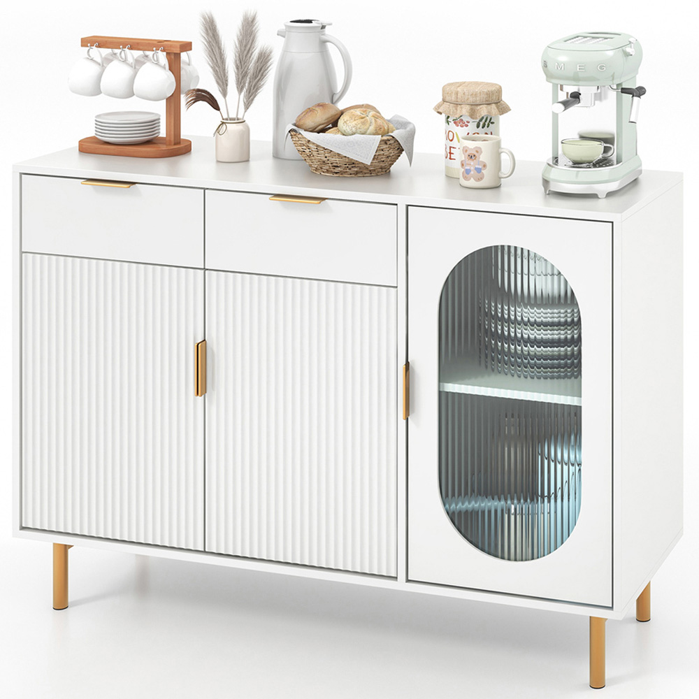 Costway 2 Drawer and 2 Cabinet White Kitchen Storage Cabinet Image 3