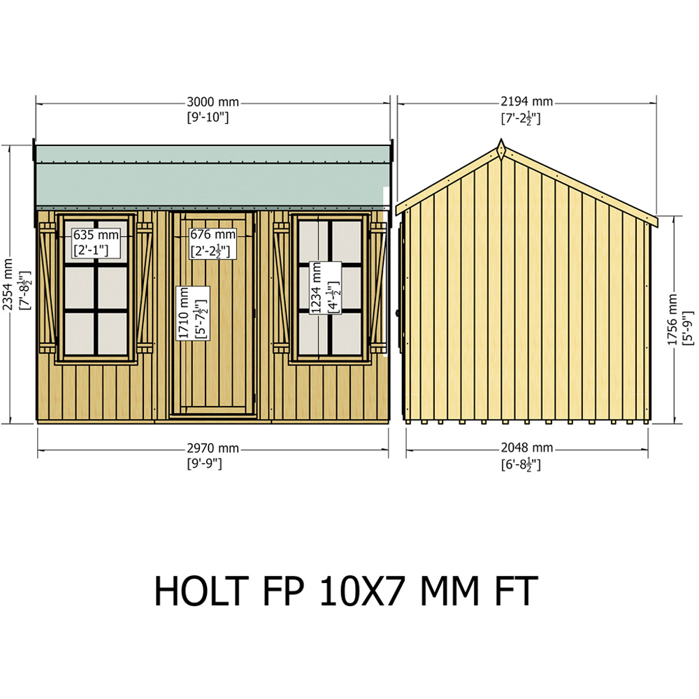 Shire 10 x 7ft Pressure Treated Holt Apex Garden Shed Image 7
