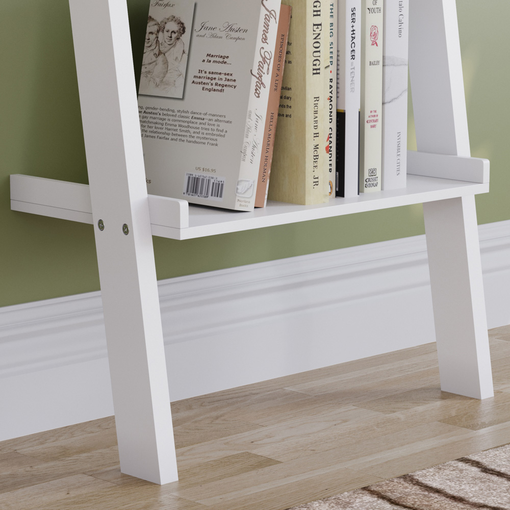 Vida Designs York 4 Shelf White Ladder Bookcase Image 6