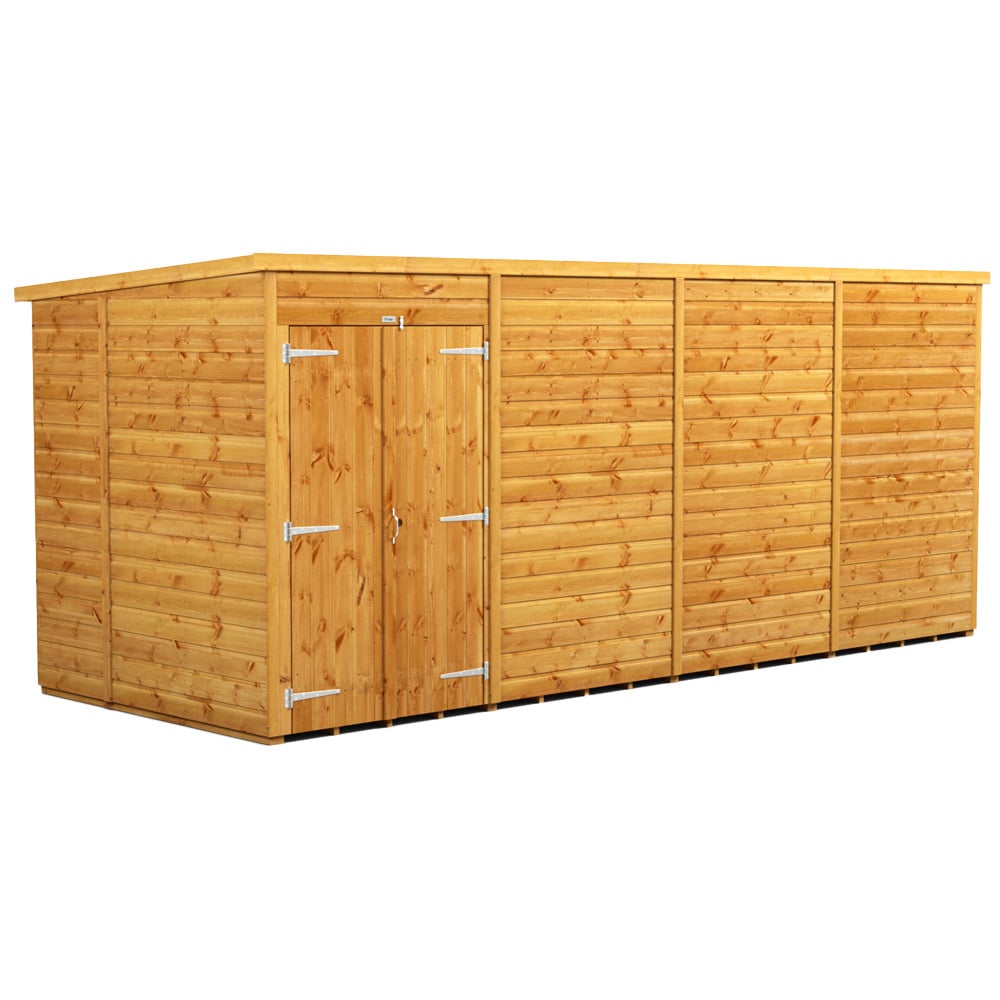Power Sheds 16 x 6ft Double Door Pent Wooden Shed Image 1