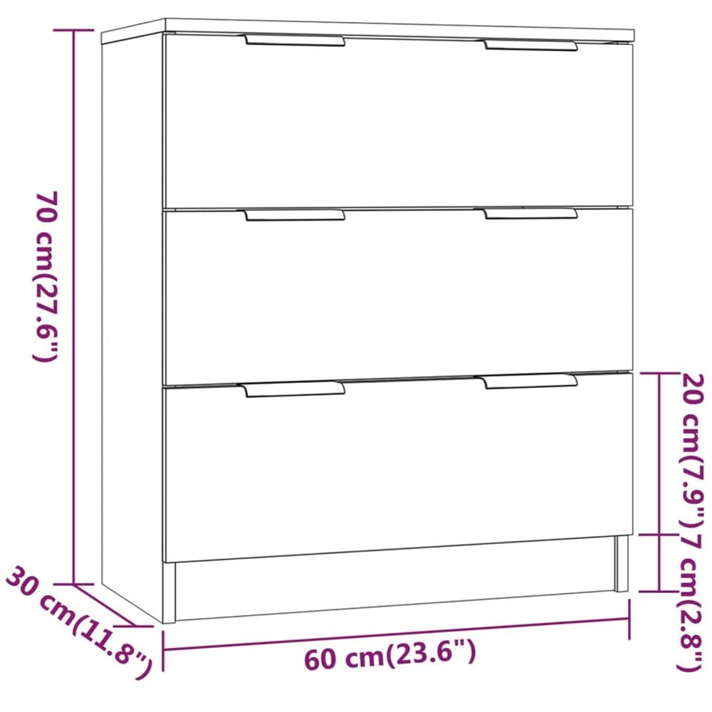vidaXL 3 Drawer Smoked Oak Sideboard Image 9