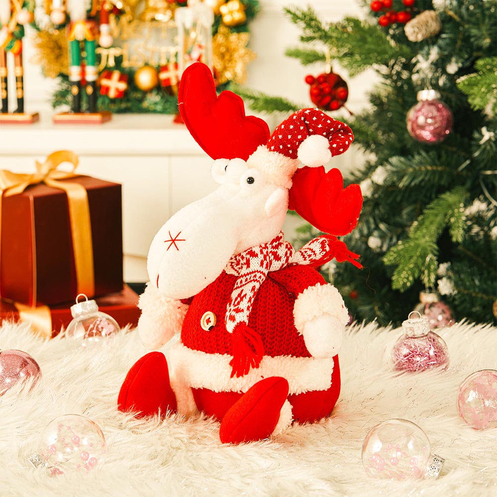 Living and Home Red and White Plush Reindeer Christmas Toy Image 6
