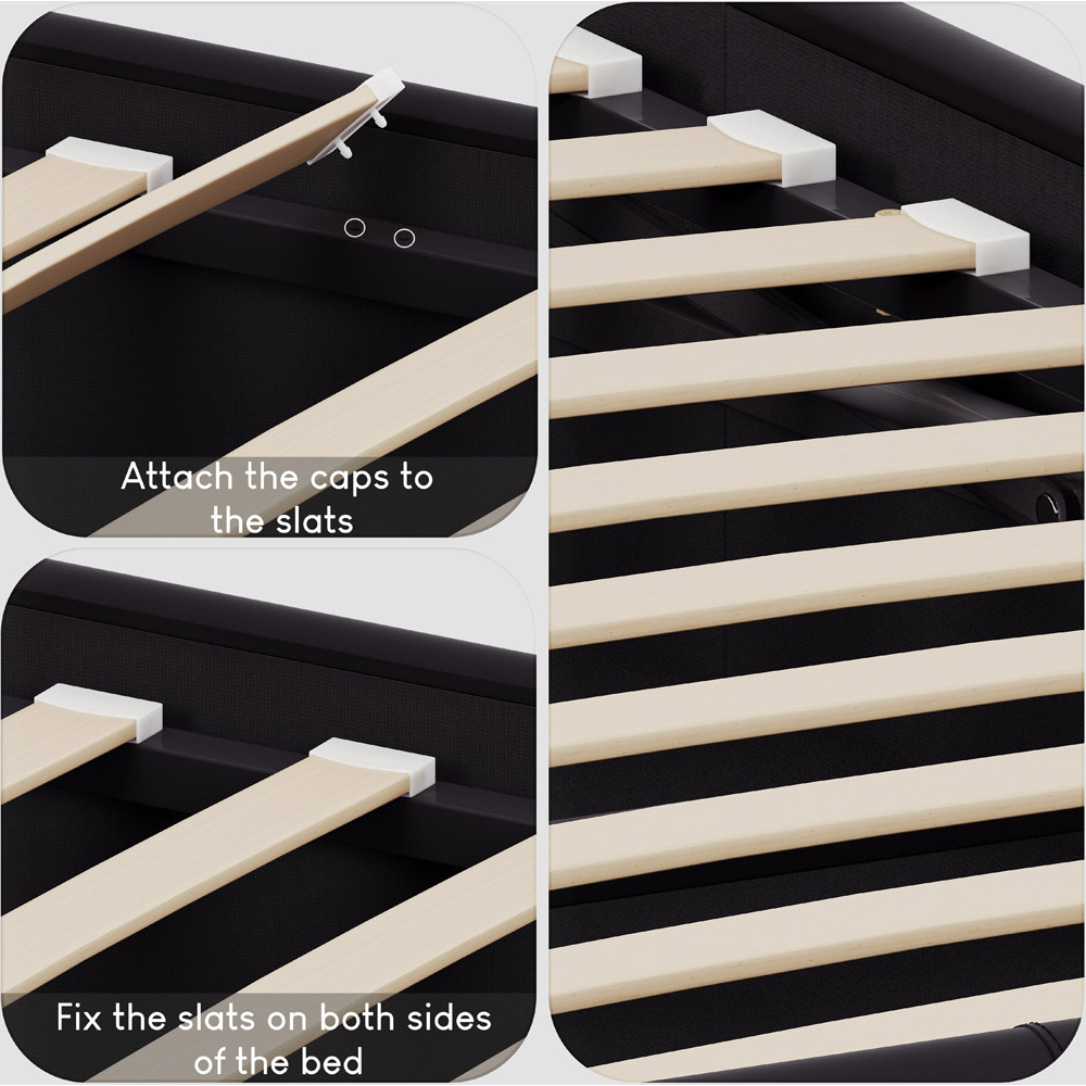 VIDA DESIGNS Lisbon Single Black Faux Leather Bed with Gel Memory Foam Mattress Image 6