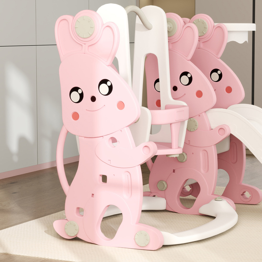 AIYAPLAY 4-in-1 Kids Pink Slide and Swing Set Image 4