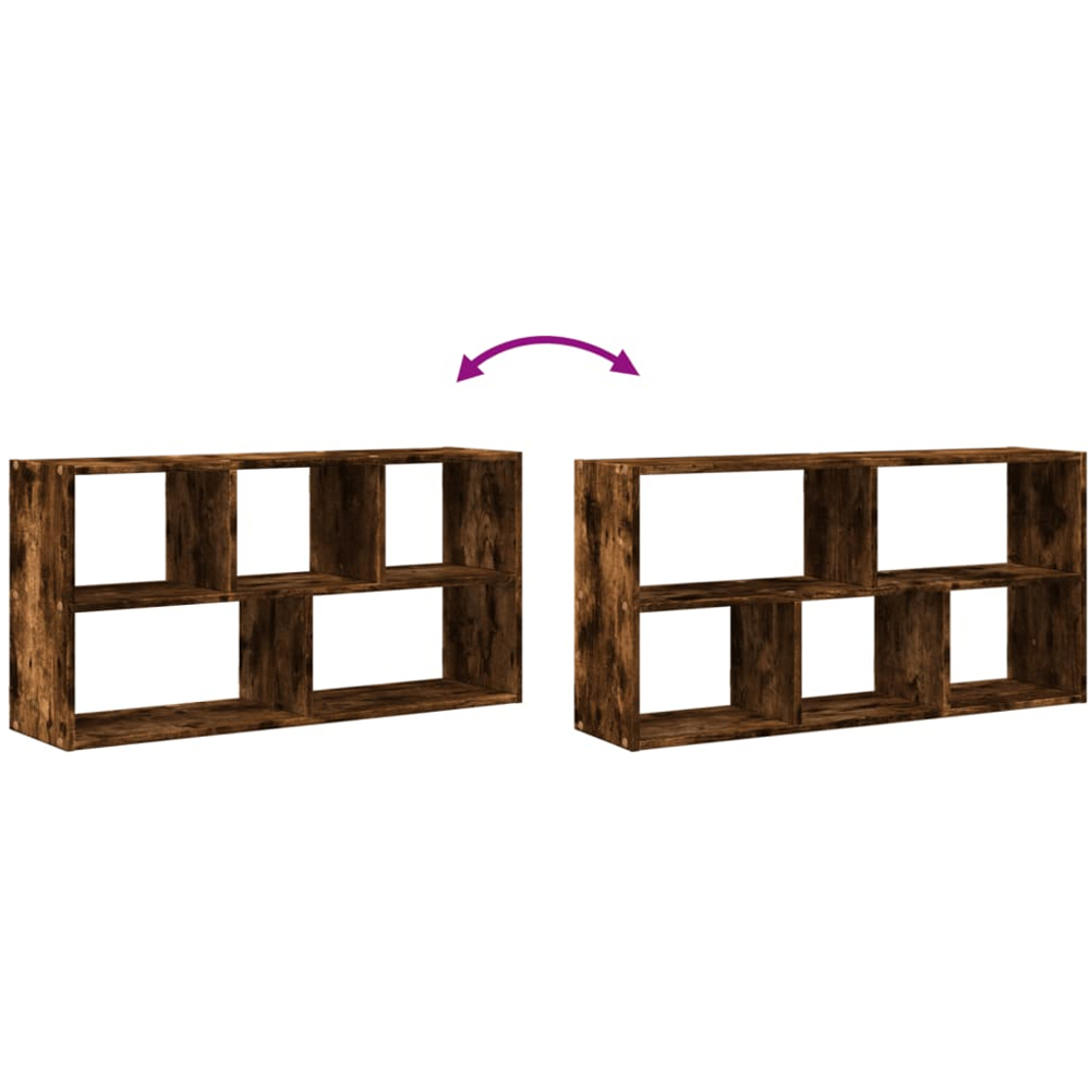 vidaXL 5 Open Shelf Smoked Oak Wall Shelf Image 9