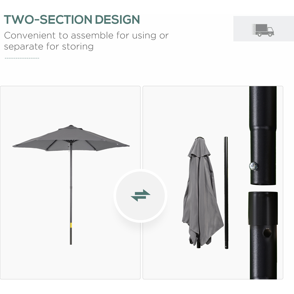 Outsunny Dark Grey Patio Parasol 2m Image 4