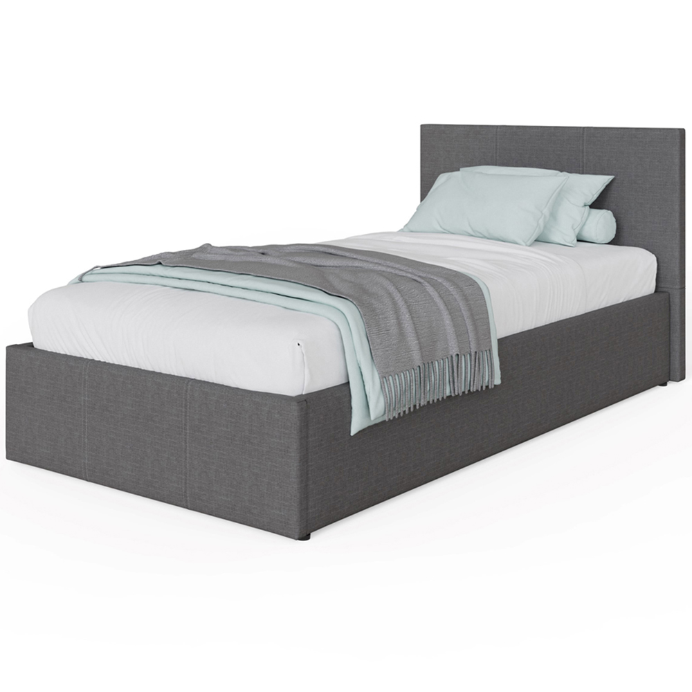 GFW Single Grey Hopsack Fabric End Lift Ottoman Bed with Bonnell Mattress Image 3