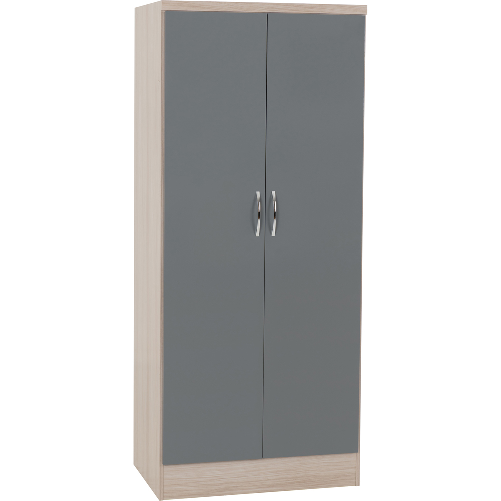 Seconique Nevada 2 Door Grey and Light Oak All Hanging Wardrobe Image 2