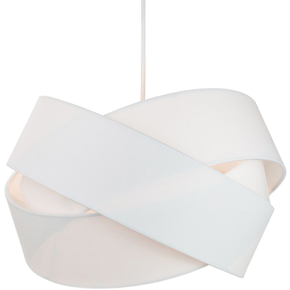 Happy Homewares Modern Triple Ring White Cotton Fabric and Satin Inner Pendant Shade Image 2