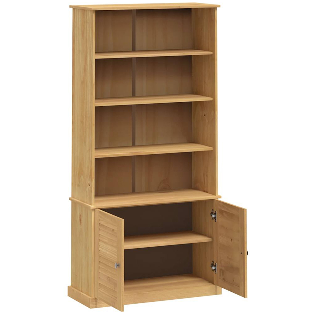 vidaXL Vigo 2 Door 4 Shelf Natural Solid Pine Wood Bookcase Image 5