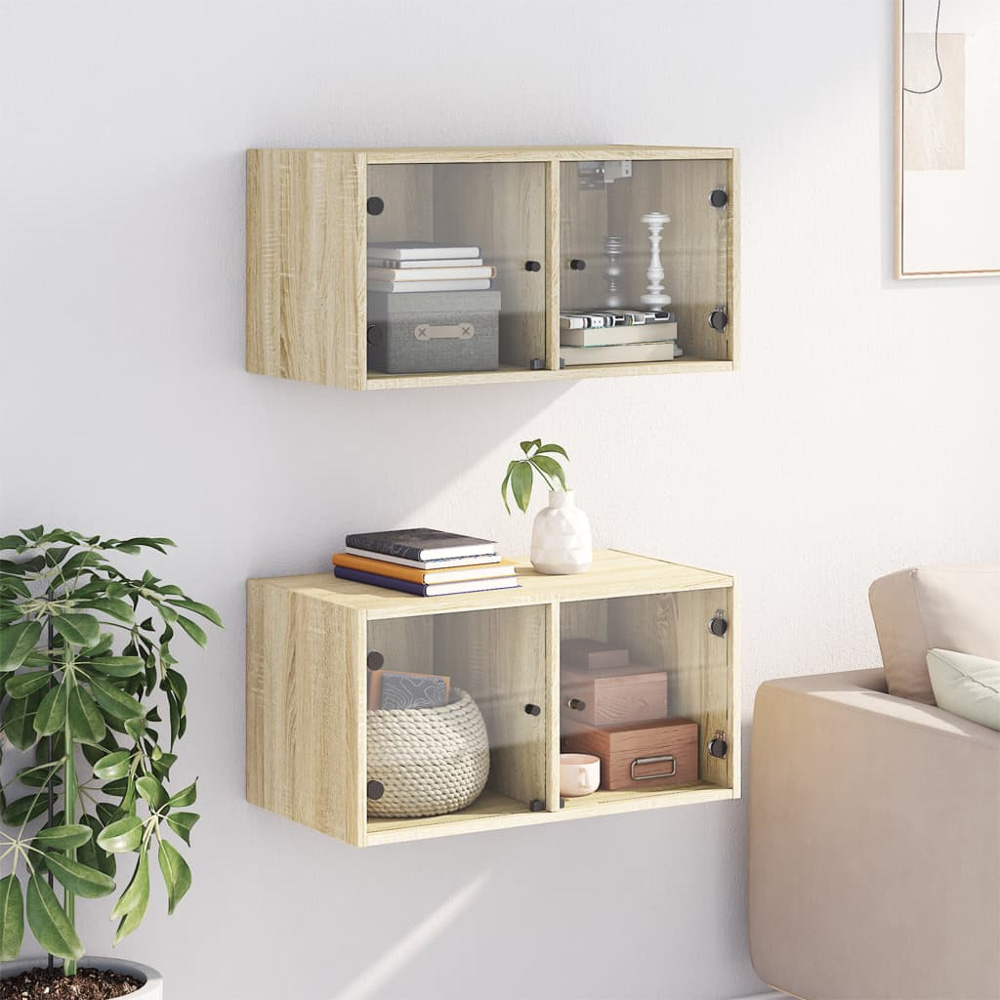 vidaXL 2 Door Sonoma Oak Wall Cabinet Set of 2 Image 3