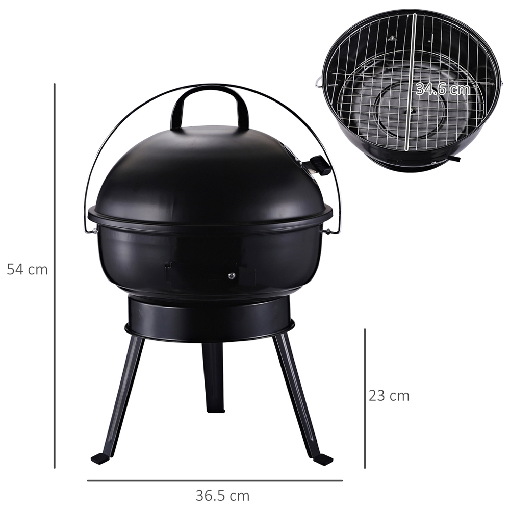 Outsunny Black Portable Charcoal BBQ Grill Image 5